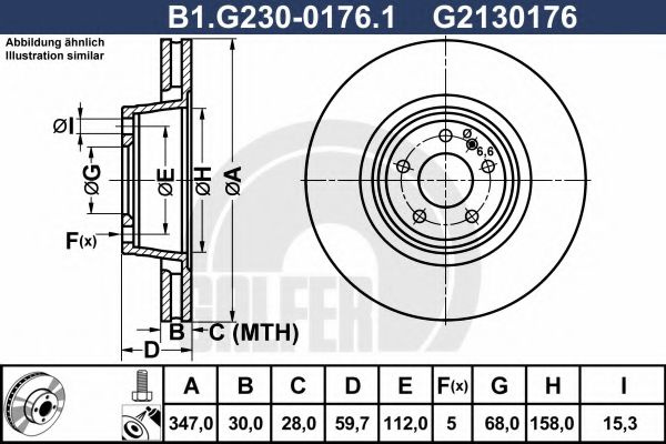 Disc frana AUDI A6 (4F2, C6) (2004 - 2011) GALFER B1.G230-0176.1 piesa NOUA