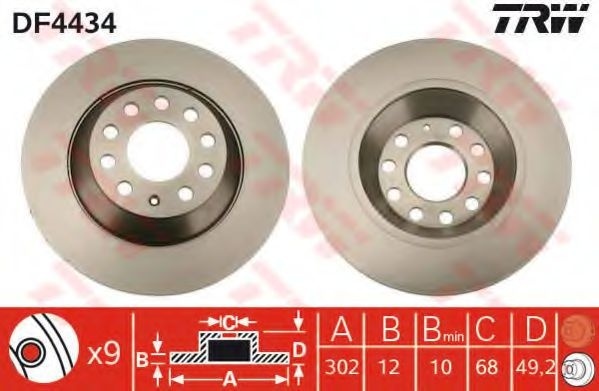 Disc frana AUDI A6 (4F2, C6) (2004 - 2011) TRW DF4434 piesa NOUA