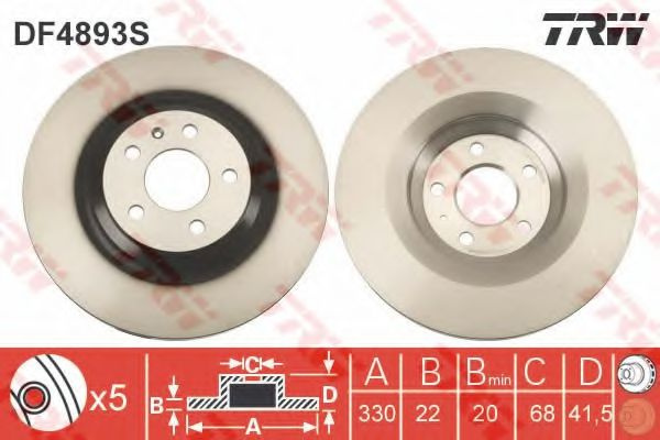 Disc frana AUDI A6 (4F2, C6) (2004 - 2011) TRW DF4893S piesa NOUA