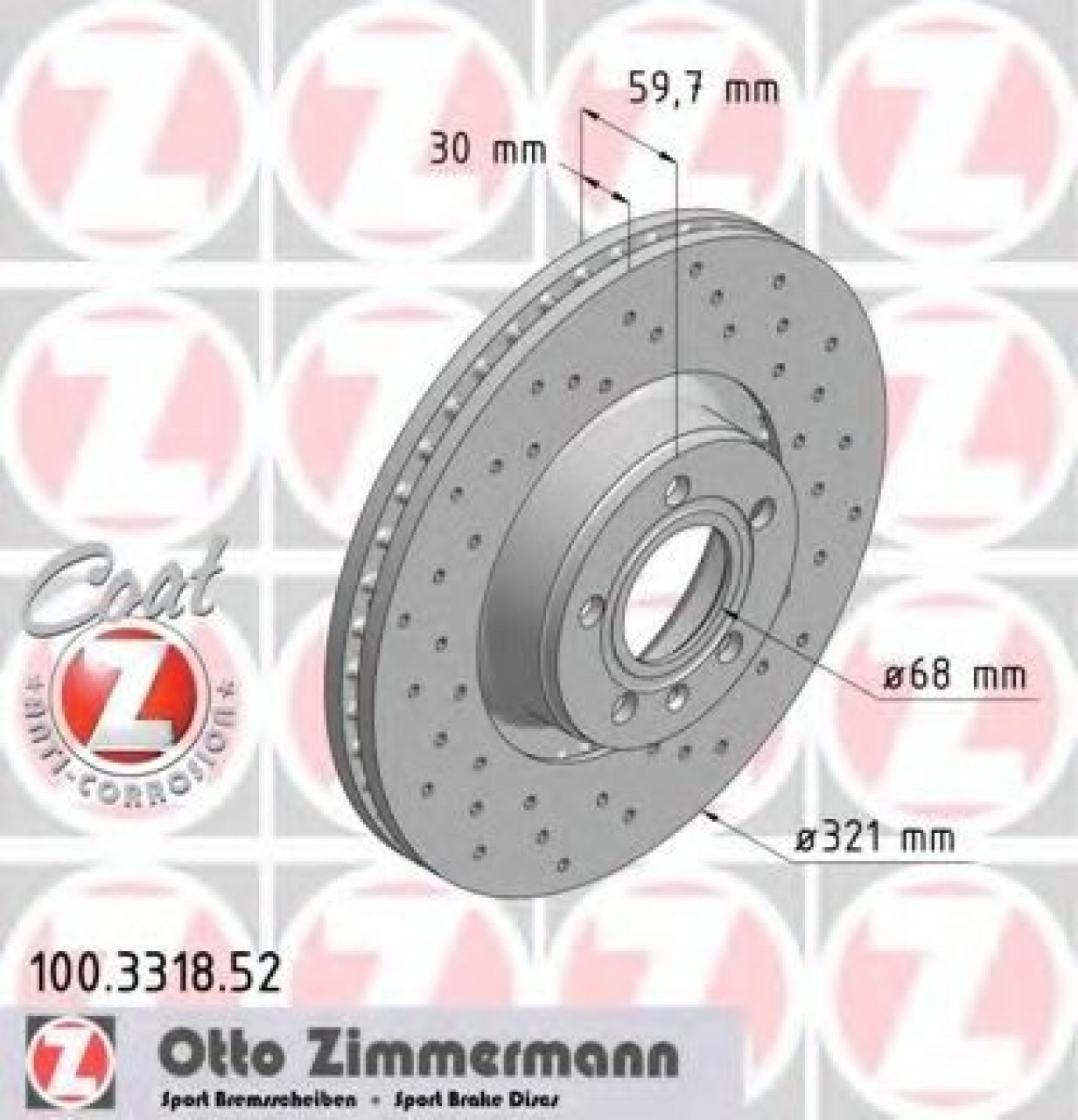 Disc frana AUDI A6 (4F2, C6) (2004 - 2011) ZIMMERMANN 100.3318.52 piesa NOUA