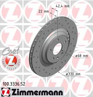 Disc frana AUDI A6 (4F2, C6) (2004 - 2011) ZIMMERMANN 100.3336.52 piesa NOUA