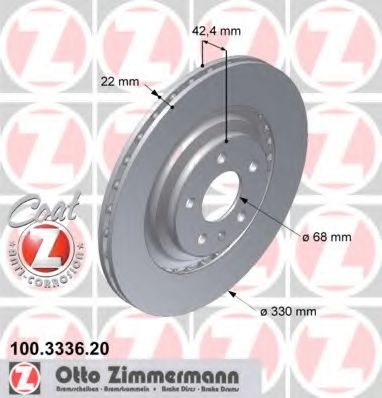 Disc frana AUDI A6 (4F2, C6) (2004 - 2011) ZIMMERMANN 100.3336.20 piesa NOUA