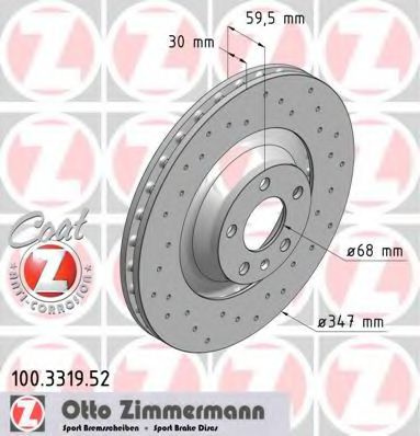 Disc frana AUDI A6 (4F2, C6) (2004 - 2011) ZIMMERMANN 100.3319.52 piesa NOUA