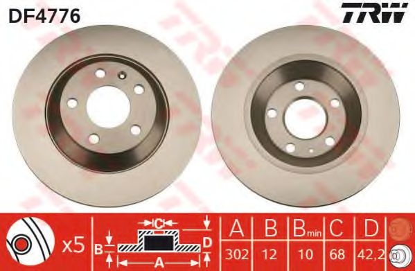 Disc frana AUDI A6 Allroad (4FH, C6) (2006 - 2011) TRW DF4776 piesa NOUA