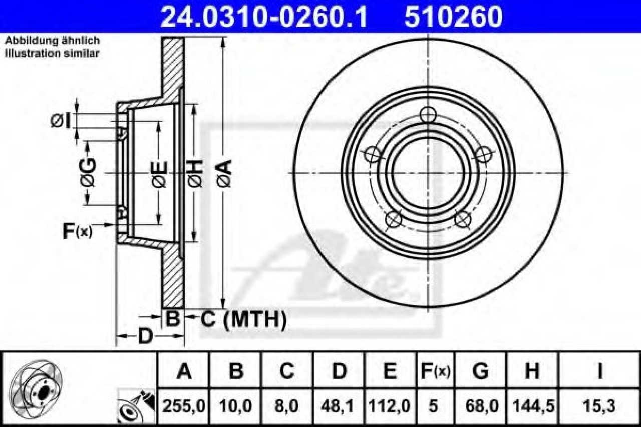 Disc frana AUDI A6 Avant (4B5, C5) (1997 - 2005) ATE 24.0310-0260.1 piesa NOUA