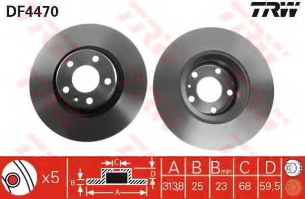 Disc frana AUDI A6 Avant (4F5, C6) (2005 - 2011) TRW DF4470 piesa NOUA