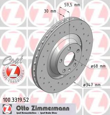 Disc frana AUDI A6 Avant (4F5, C6) (2005 - 2011) ZIMMERMANN 100.3319.52 piesa NOUA