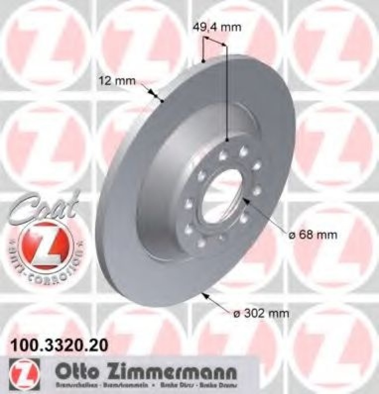 Disc frana AUDI A6 Avant (4F5, C6) (2005 - 2011) ZIMMERMANN 100.3320.20 piesa NOUA