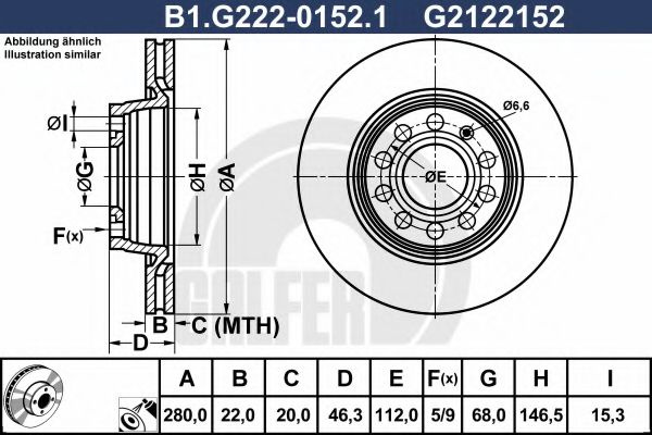 Disc frana AUDI A8 (4D2, 4D8) (1994 - 2002) GALFER B1.G222-0152.1 piesa NOUA