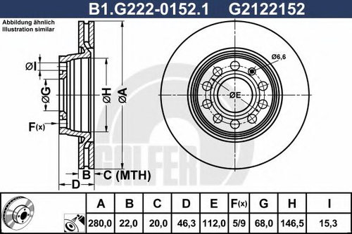 Disc frana AUDI A8 (4D2, 4D8) (1994 - 2002) GALFER B1.G222-0152.1 piesa NOUA