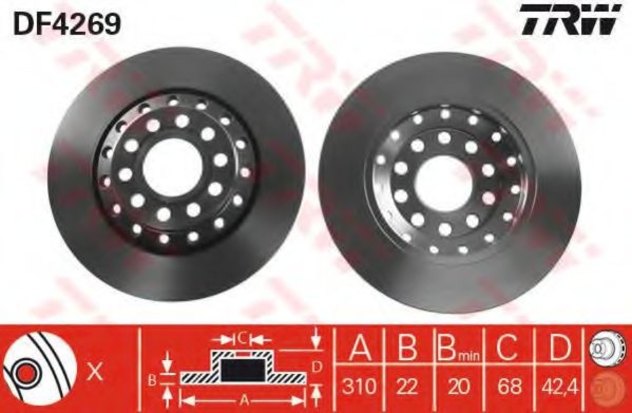 Disc frana AUDI A8 (4E) (2002 - 2010) TRW DF4269 piesa NOUA
