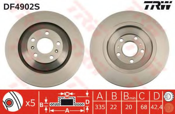 Disc frana AUDI A8 (4E) (2002 - 2010) TRW DF4902S piesa NOUA