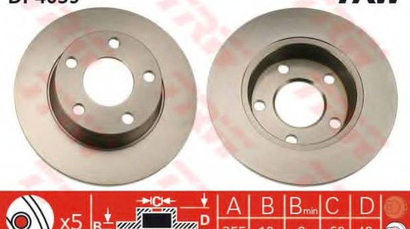 Disc frana AUDI ALLROAD (4BH, C5) (2000 - 2005) TRW DF4039 piesa NOUA