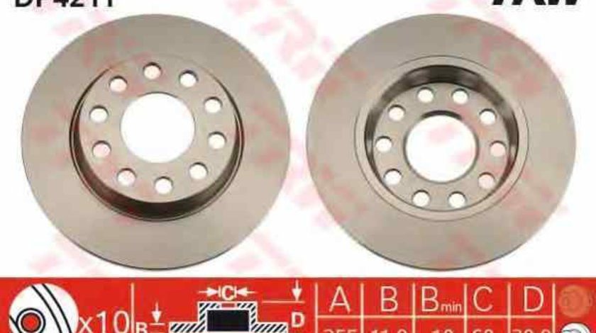 Disc frana AUDI (FAW) A4 limuzina (8EC, B7) TRW DF4211