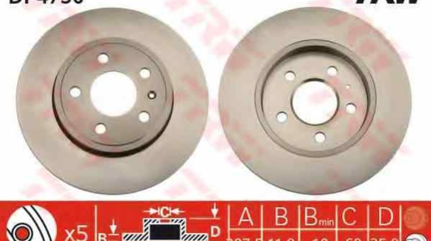 Disc frana AUDI (FAW) A4 limuzina (8EC, B7) TRW DF4756