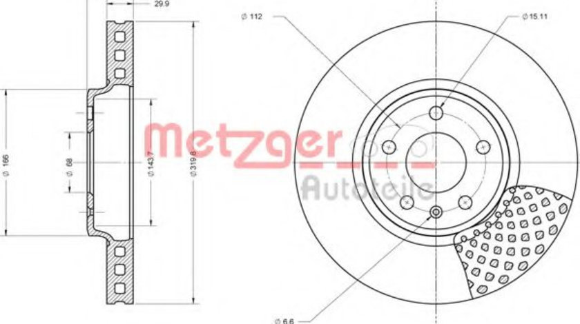 Disc frana AUDI Q5 (8R) (2008 - 2016) METZGER 6110425 piesa NOUA