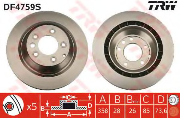 Disc frana AUDI Q7 (4L) (2006 - 2015) TRW DF4759S piesa NOUA
