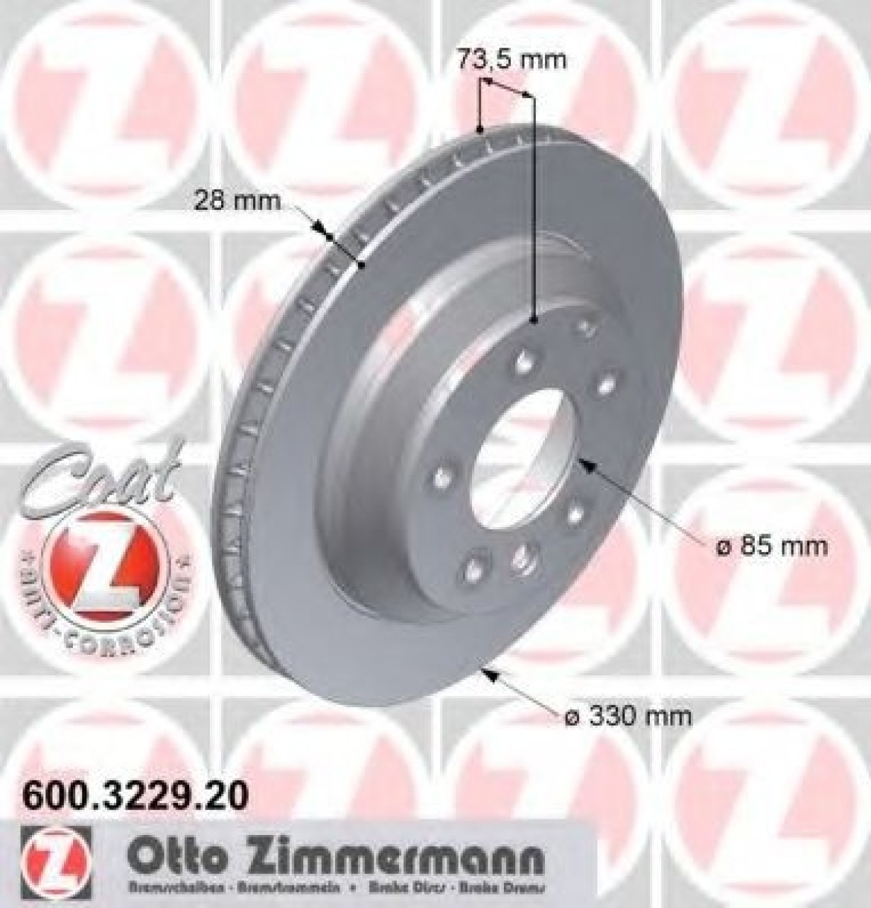Disc frana AUDI Q7 (4L) (2006 - 2015) ZIMMERMANN 600.3229.20 piesa NOUA