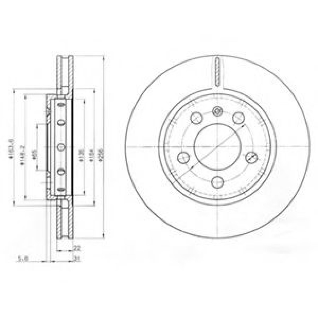 Disc frana AUDI TT (8N3) (1998 - 2006) DELPHI BG3611 piesa NOUA