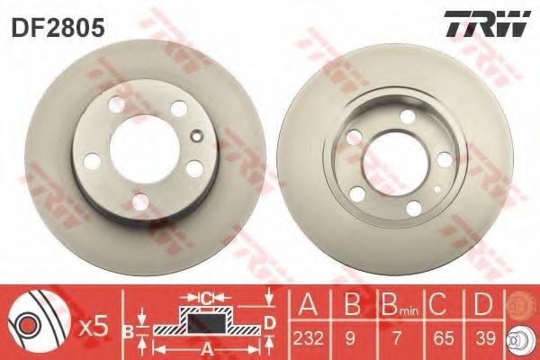 Disc frana AUDI TT (8N3) (1998 - 2006) TRW DF2805 piesa NOUA