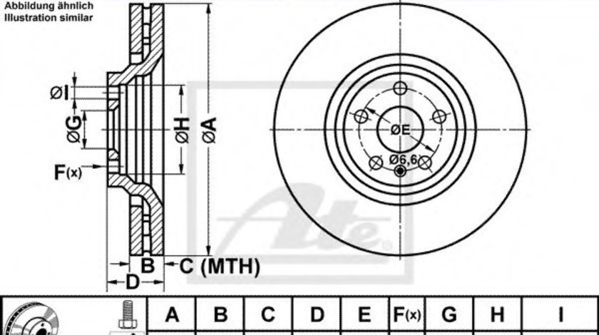 Disc frana AUDI TT Roadster (8J9) (2007 - 2014) ATE 24.0130-0219.1 piesa NOUA