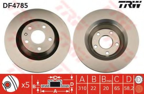 Disc frana AUDI TT Roadster (8J9) (2007 - 2014) TRW DF4785 piesa NOUA