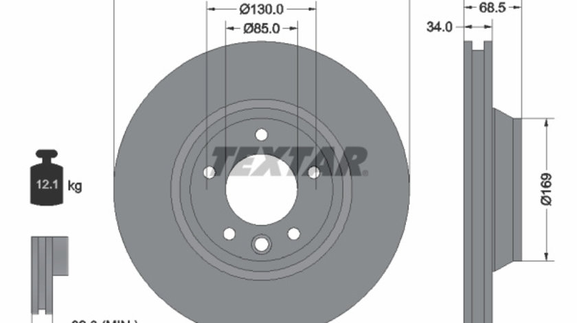 Disc frana Axa fata dreapta (92121805 TEXTAR) AUDI,PORSCHE,VW