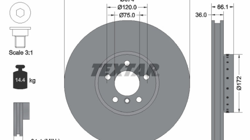 Disc frana Axa fata dreapta (92266325 TEXTAR) ALPINA,BMW