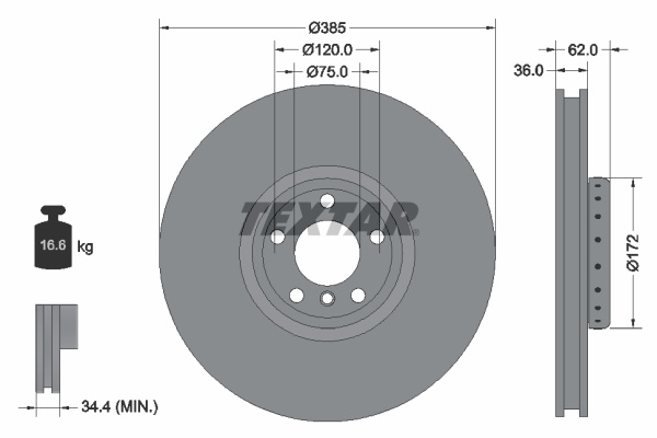 Disc frana Axa fata dreapta (92266525 TEXTAR) BMW