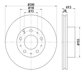 Disc frana Axa fata stanga (12108531 MTR) Citroen,FIAT,PEUGEOT