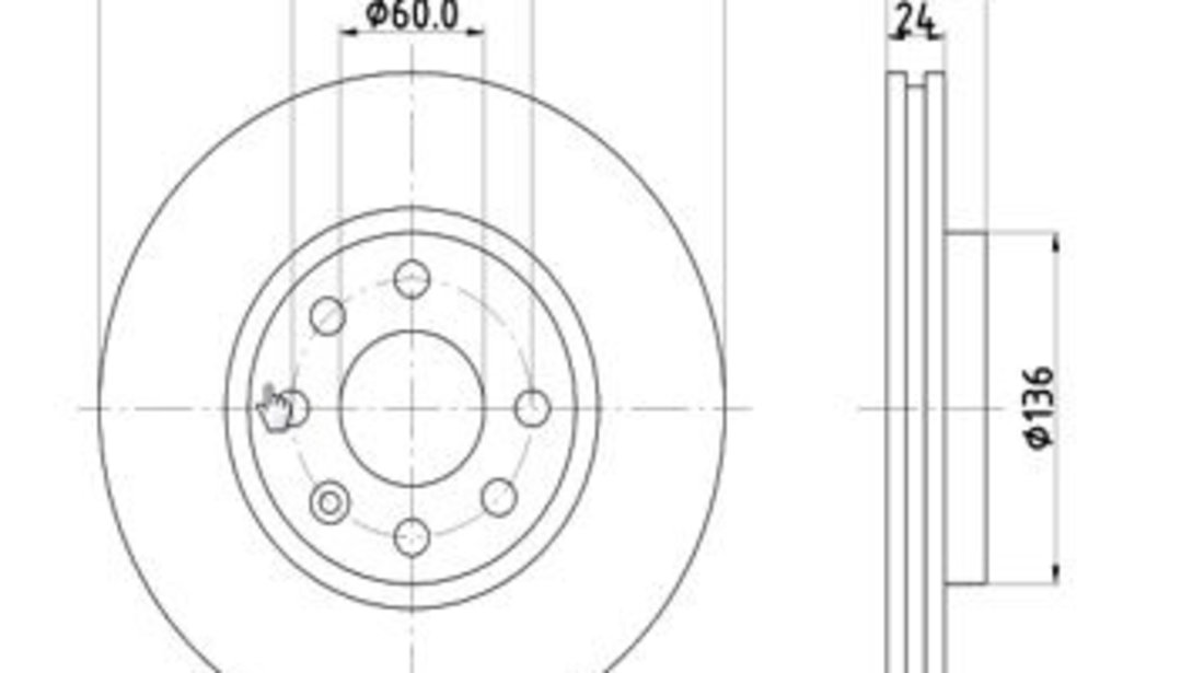 Disc frana Axa fata stanga (12108559 MTR) OPEL,VAUXHALL