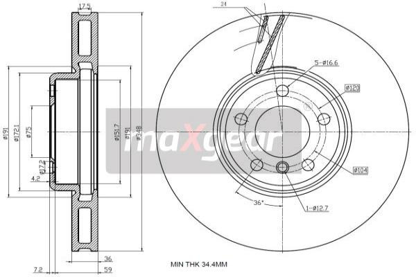 Disc frana Axa fata stanga (193234 MAXGEAR) BMW