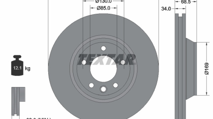 Disc frana Axa fata stanga (92121705 TEXTAR) AUDI,PORSCHE,VW