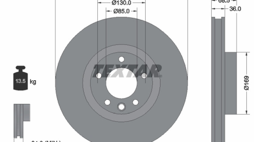 Disc frana Axa fata stanga (92219505 TEXTAR) PORSCHE,VW