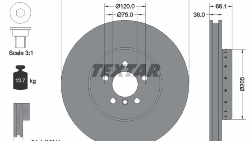 Disc frana Axa fata stanga (92266025 TEXTAR) BMW