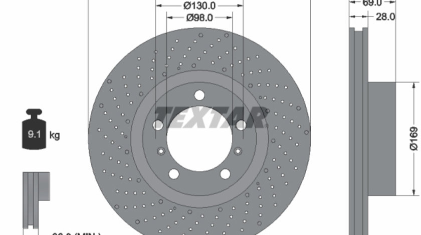 Disc frana Axa fata stanga (92279605 TEXTAR) PORSCHE