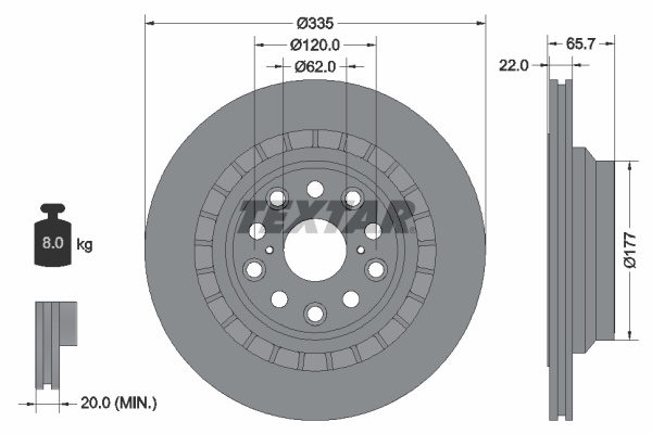 Disc frana Axa spate dreapta (92224503 TEXTAR) LEXUS