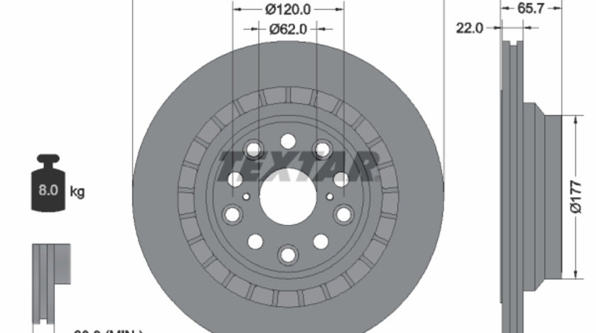 Disc frana Axa spate dreapta (92224503 TEXTAR) LEXUS