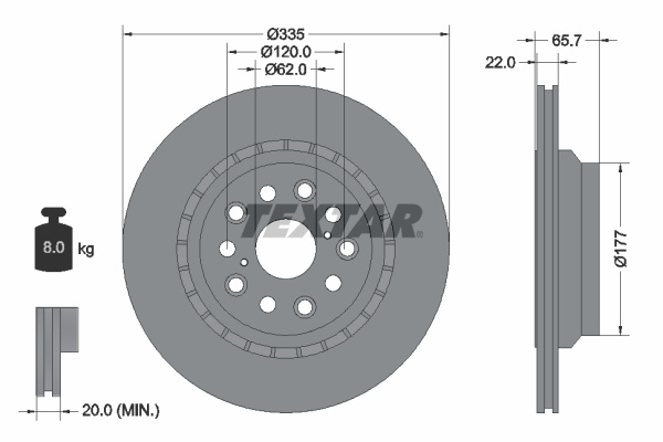 Disc frana Axa spate stanga (92224403 TEXTAR) LEXUS