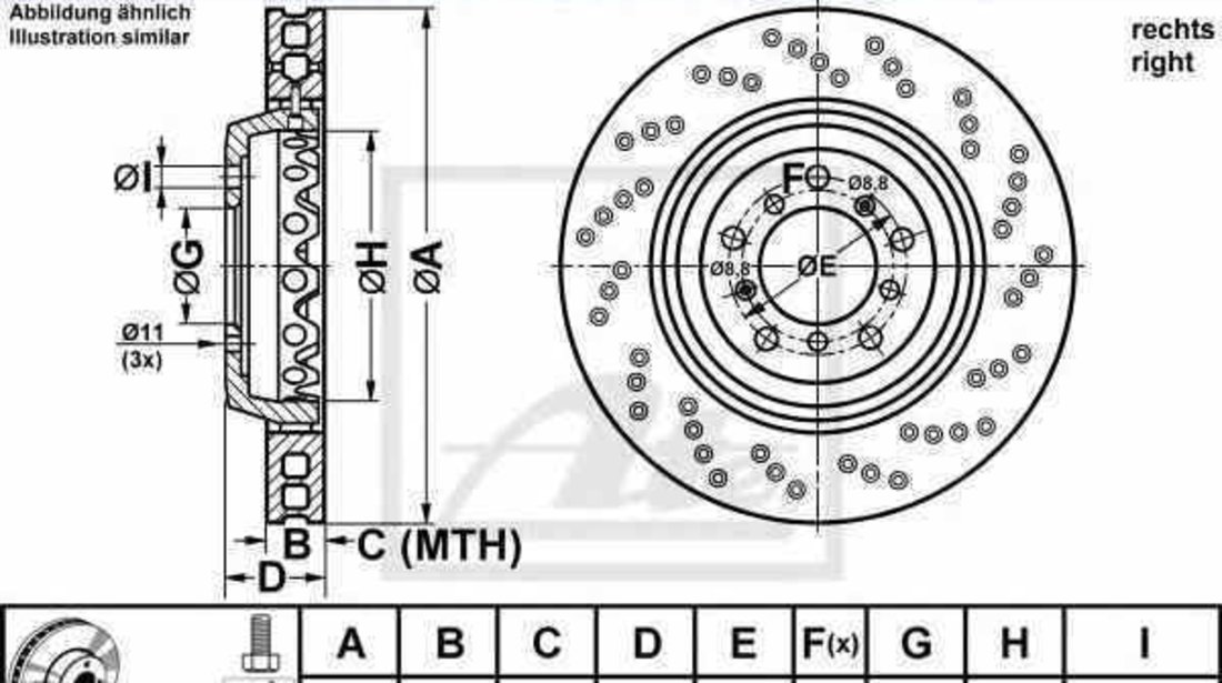 Disc frana BMW 3 cupe E46 ATE 24.0128-0209.2