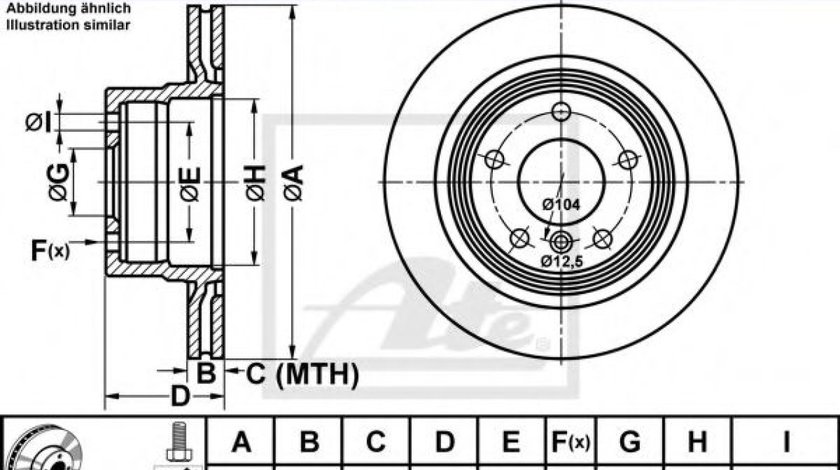 Disc frana BMW Seria 1 Cabriolet (E88) (2008 - 2013) ATE 24.0120-0214.1 piesa NOUA