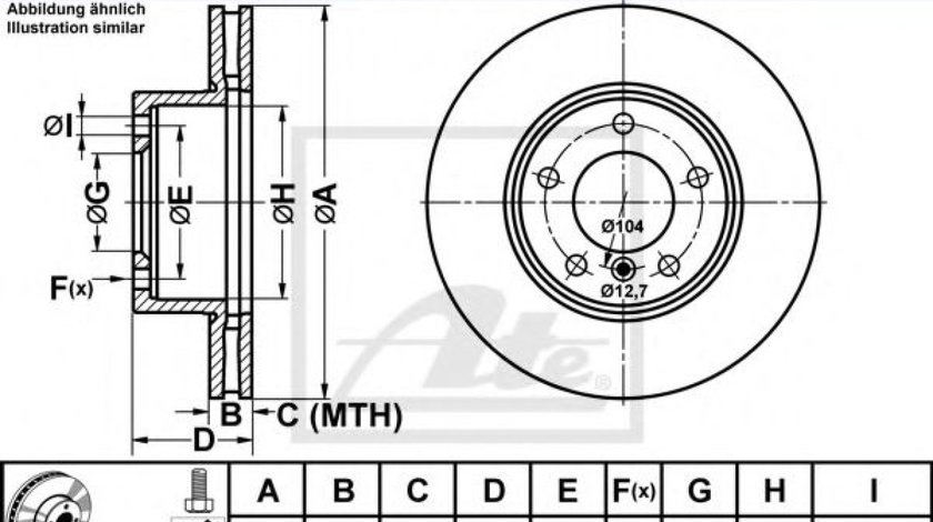 Disc frana BMW Seria 1 Cabriolet (E88) (2008 - 2013) ATE 24.0124-0197.1 piesa NOUA