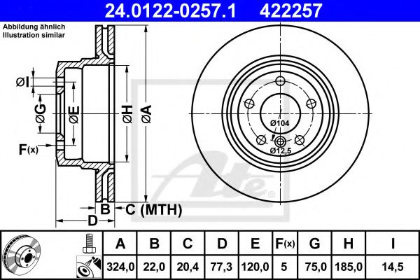 Disc frana BMW Seria 1 Cupe (E82) (2007 - 2013) ATE 24.0122-0257.1 piesa NOUA