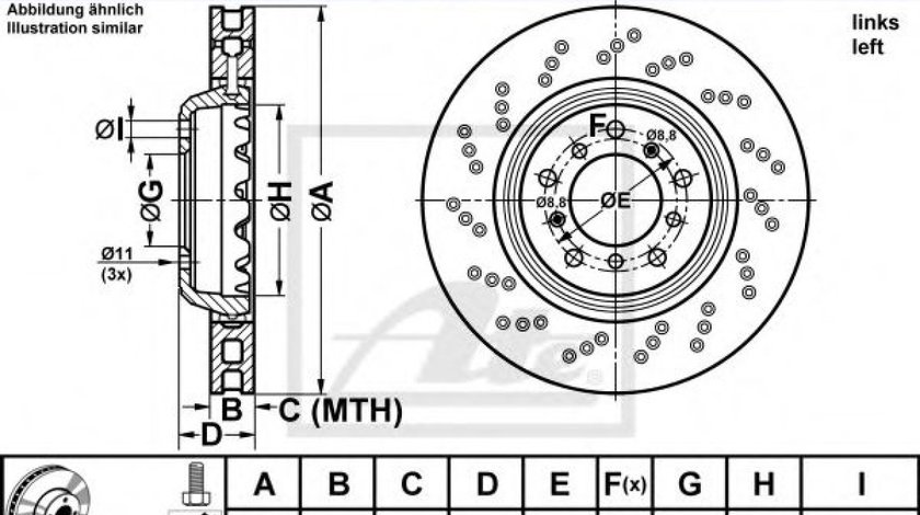 Disc frana BMW Seria 1 Cupe (E82) (2007 - 2013) ATE 24.0130-0214.2 piesa NOUA