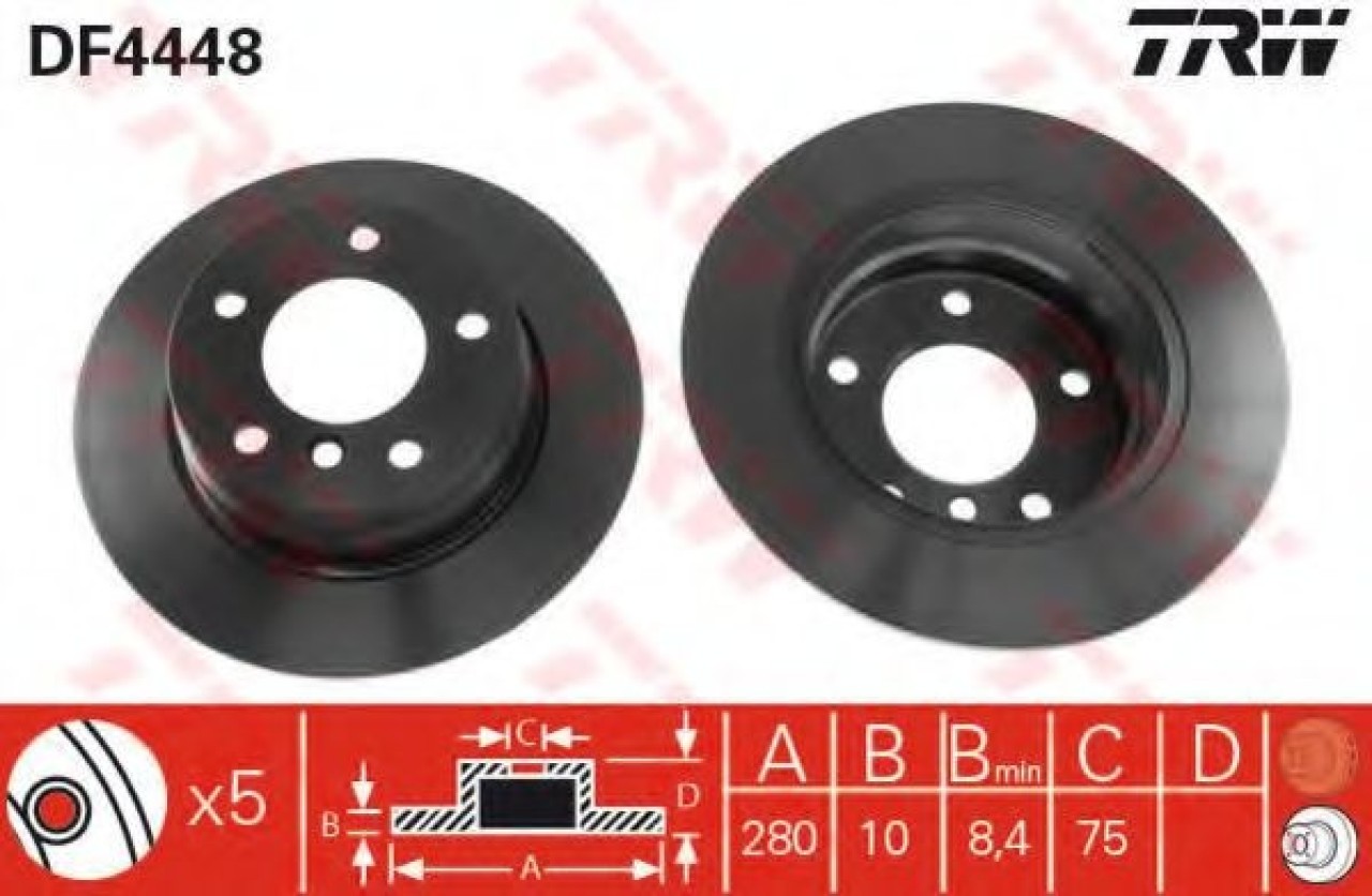 Disc frana BMW Seria 1 (E81) (2006 - 2012) TRW DF4448 piesa NOUA
