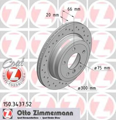 Disc frana BMW Seria 1 (E81) (2006 - 2012) ZIMMERMANN 150.3437.52 piesa NOUA