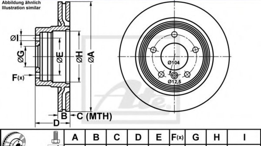 Disc frana BMW Seria 1 (E87) (2003 - 2013) ATE 24.0120-0195.1 piesa NOUA