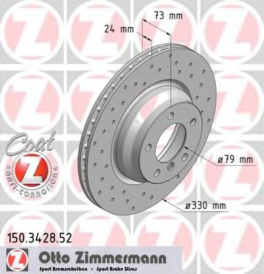 Disc frana BMW Seria 1 (E87) (2003 - 2013) ZIMMERMANN 150.3428.52 piesa NOUA