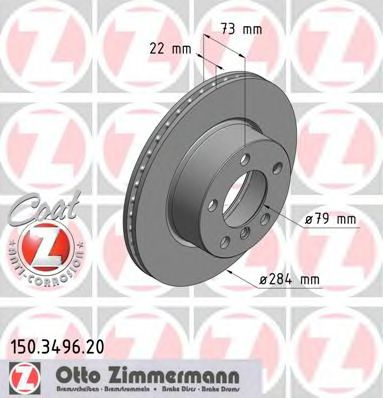 Disc frana BMW Seria 1 (F20) (2010 - 2016) ZIMMERMANN 150.3496.20 piesa NOUA