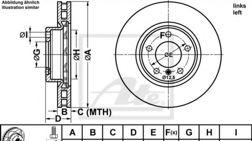 Disc frana BMW Seria 3 Cabriolet (E36) (1993 - 1999) ATE 24.0328-0198.1 piesa NOUA